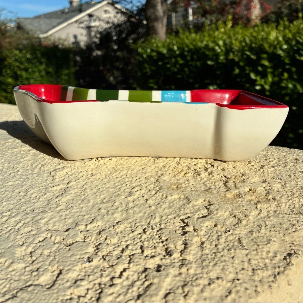 Sur La Table Colorful Striped Christmas Stocking Dish